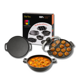 12 pit paniyaram pan lid kadai tawa with box