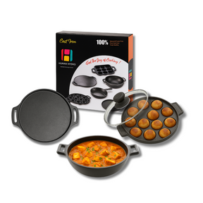 12 pit paniyaram pan lid kadai tawa with box