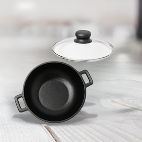cast iron kadai with glass lid