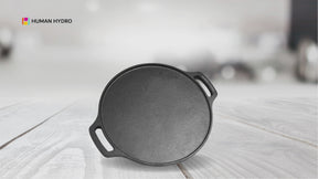 Cast Iron Tawa with Wooden Spatula, 29CM, Naturally Nonstick, Induction & Gas Compatible, Perfect for Dosa, Roti & Paratha
