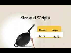 Cast Iron Fry Pan (24CM), Naturally Nonstick, Non-Toxic, Gas & Induction Compatible, Perfect for Frying & Searing