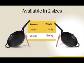 Cast Iron Fry Pan (10 Inch/25CM) with Wooden Spatula, Naturally Nonstick, Non-Toxic, Gas & Induction Compatible, Perfect for Frying & Searing