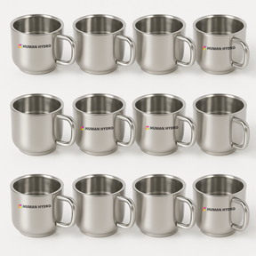 Set of 12 Premium Large Stainless Steel Tea Cups (130 ml each), Spill-Proof Rim Design, Durable, Rust-Free & Dishwasher Safe