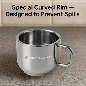 Set of 12 Premium Large Stainless Steel Tea Cups (130 ml each), Spill-Proof Rim Design, Durable, Rust-Free & Dishwasher Safe