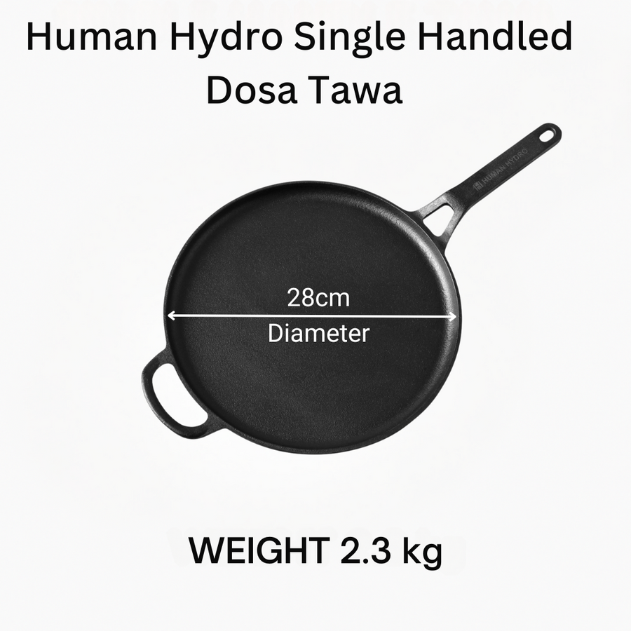 28CM Cast Iron Tawa with Single Handle | Flat, Feather-Light & Perfect for Daily Cooking