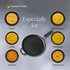 28CM Cast Iron Tawa with Single Handle | Flat, Feather-Light & Perfect for Daily Cooking