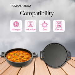 Cast Iron Kadai (23CM) & Double Handle Dosa Tawa (30CM) Combo, Naturally Nonstick, Induction & Gas Compatible