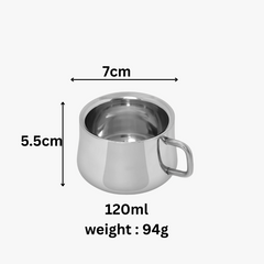 Set of 12 Wide Mini Steel Mugs (120ml Each) Premium Stainless Steel Tea Cups, Spill-Proof Rim, Durable, Rust-Free & Dishwasher Safe